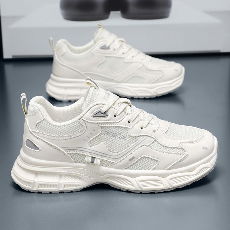 Men's Thick Soled Casual Sports Shoes Breathable Soft Sole and Mesh Four Season Outdoor Running Shoes Student Comfort Sneakers