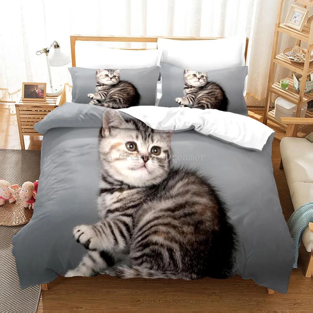 3D Cute Wolves Cat Dog Print Bedding Set Cute Duvet Quilt Cover Wild Animal Tribal Bed Cover With Pillowcases Custom Bed Linen