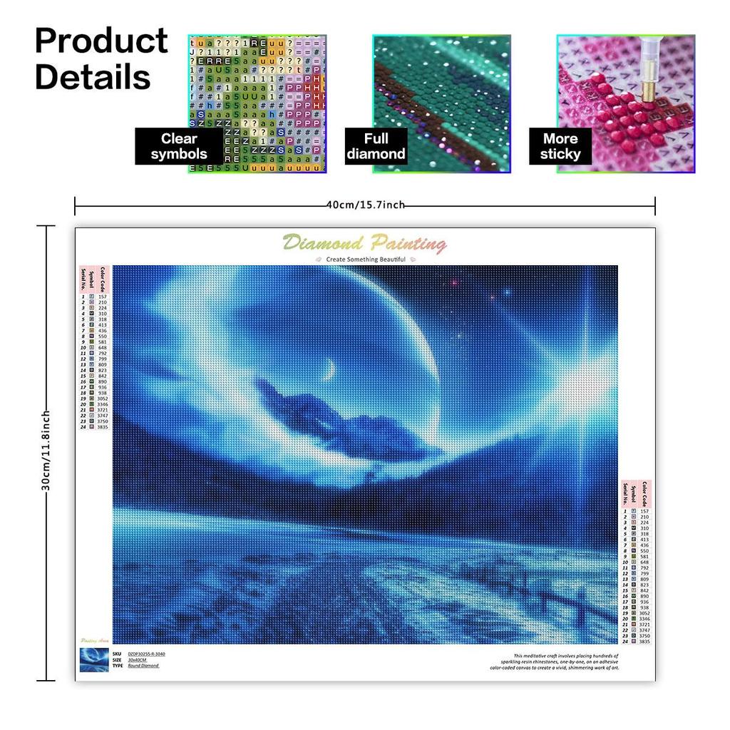 5D алмазная живопись пейзаж полный круглый горный хрусталь мозаика луна вышивка современное украшение дома подарок 30x40 см