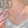 Fashion Silver Color Starfish Imitation Pearl Pendant Necklace for Women Simple Double Layered Clavicle Chain Necklace Jewelry