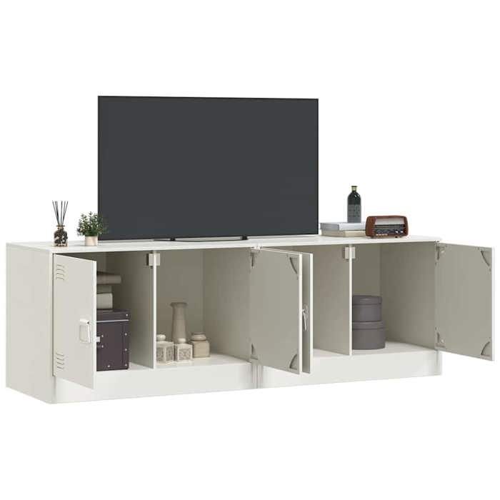 VidaXL Meubles TV 2 pcs blanc 67x39x44 cm acier, banc TV, meuble télé, meuble multimédia, buffet TV, meuble hifi, centre de 841642