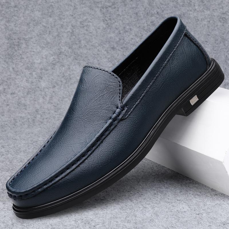 Genuine Leather Men Casual White Gentleman Loafers Slip On Shoes Low Heel Walking Male Comfortable Driving Shoes Brand Moccasins