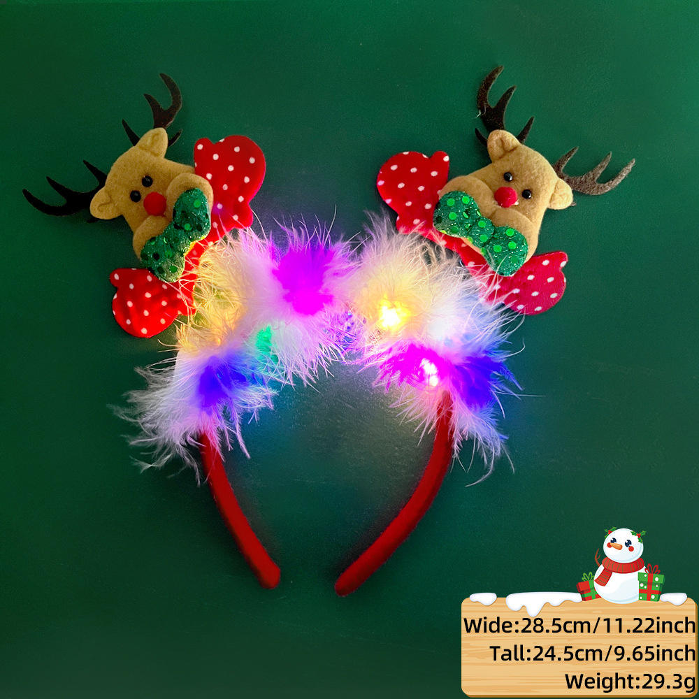 Christmas Hair Band Glowing Headband Xmas Tree Snowflake Hair Band Deer Horn Light Flashing Headwear Merry Christmas Gift