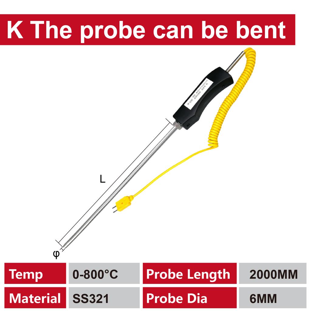 WRNK-187/104M K Type Thermocouple Temperature Probe Handheld Immersion Sensor for Molten Aluminum Zinc Furnace Use