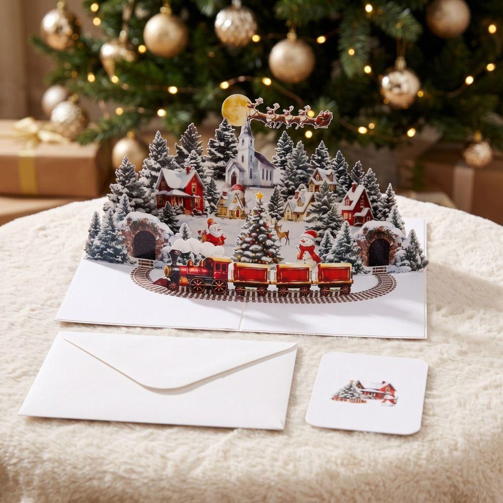 Tree 3D Christmas Card Folding Design Pop-Up Xmas Card Holiday Greeting Card Christmas Eve