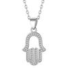 Hamsa Necklace Zirconia Silver 925 Hand of Fatima Pendant Amulet Amulet Middle East [Suplight] Women's