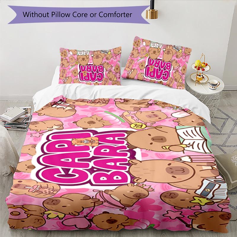 Kapibara 3pcs Bedding Set Duvet Cover Closure Includes 1 Duvet Cover & 2 Pillowcases for All Seasons Bedroom Home Dorm Decor