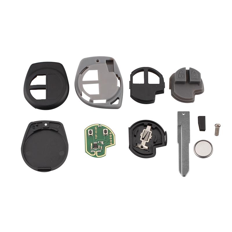 2 Buttons ABS + Metal Keyless Key Shell Car Remote Key Fob with ID46 Chip With Battery