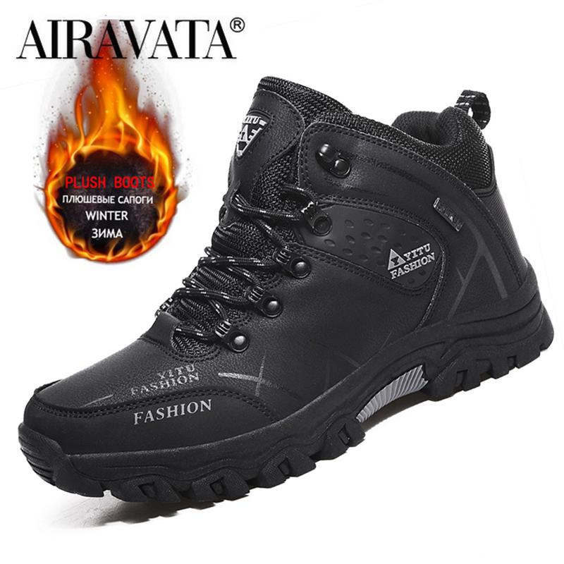 Men Winter Boots Plush Warm Hiking Shoes Man Outdoor Trainers Male Work Shoes Size 39-47