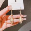 2023 New High-end Opal Wheat Leaf Earrings, Femininity Niche Long Fish Hook Earrings