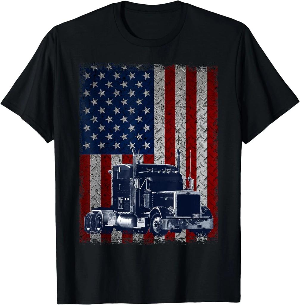 Funny Truck Driver American Flag Trucker Tee Gifts Unisex T-Shirt