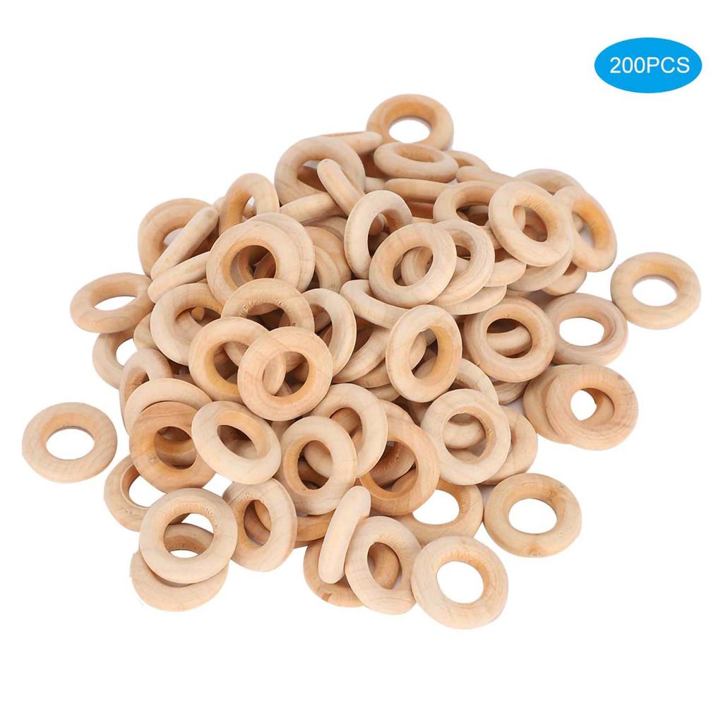 200pcs 20mm Natural Wooden Ring Jewelry Necklace Bracelet DIY Crafts Accessory