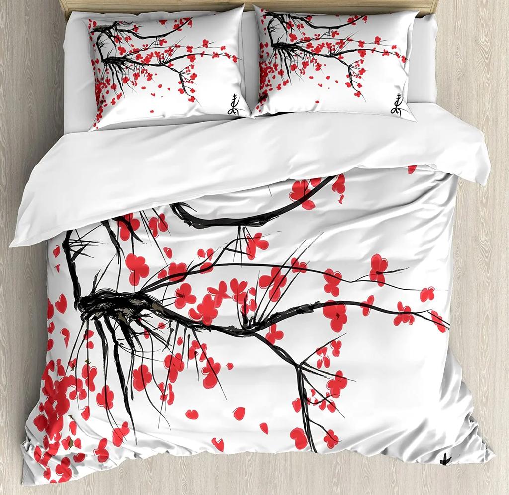 ese Bedding Collection For Bedroom Bed Home Cherry Blossom Sakura Tree Branches Romantic Spr Duvet Cover Quilt Cover Pillowcase