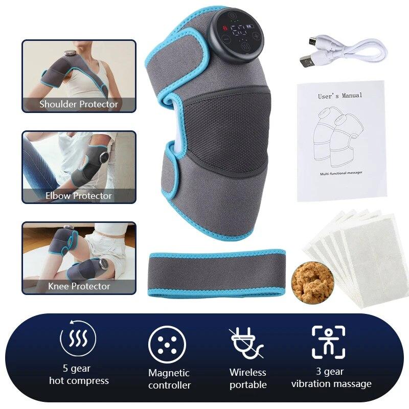 Electric Knee Massager Belt Heating Pad Vibration Shoulder Massager Arthritis Physiotherapy Massage Knee Pad Pain Relief