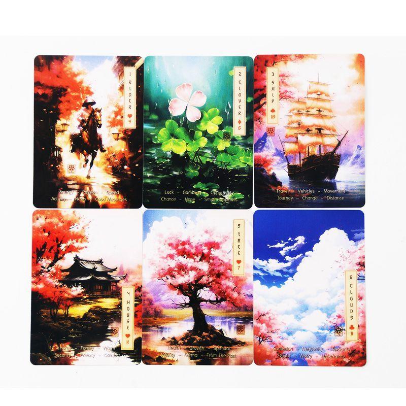 Le Sakura Lenormand Cards - 36 Card Deck with Keywords - Japanese Cherry Blossom Themed Oracle Cards 9*6cm