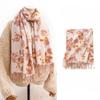 Autumn and Winter Scarf Floral Print Imitation Cashmere Scarf Women's Scarf High End Elegant Lady Style Fringed Shawl