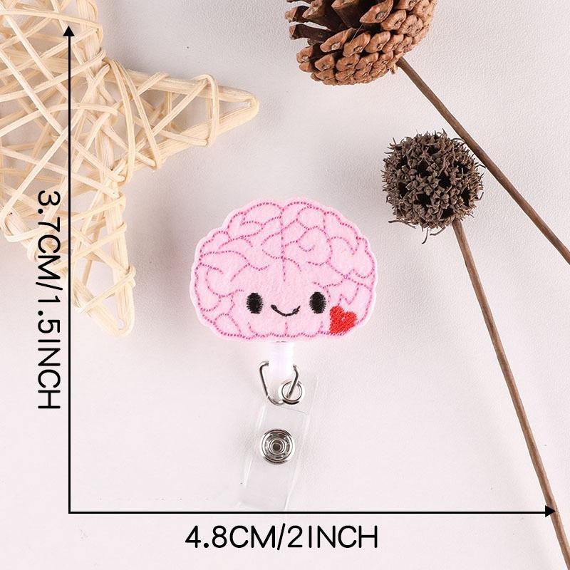 Creative Embroidery Badge Reels for Nurses Doctors Cute Smiling Face Embroidery Work Card Holder Hospital Supplies