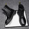 Men's British Style High-Top Zipper Martin Boots with Thick Soles