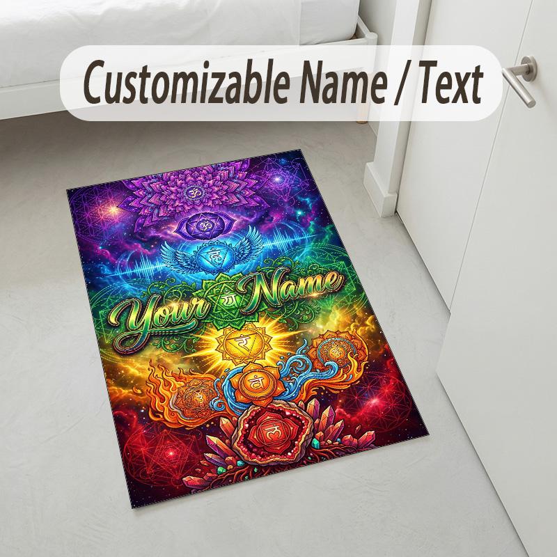 Decorative Artwork Theme Crystal Velvet Rug Personalized Custom Name Text Soft Floor Mat Home Decor