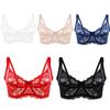 Lace Push Up Bra Women Sexy Lady Transparent Underwear Female Embroidery Solid Color Underwire Bra