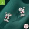 Yinziyun Reindeer Stud Earrings: Cute s925 Sterling Silver Deer Design - Perfect Christmas Gift for Women