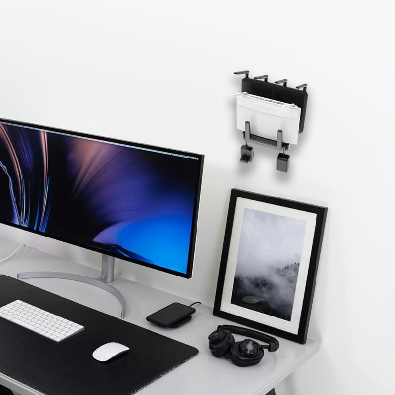 Настенные органайзеры для WiFi модемов, ноутбуков, планшетов, двойные слоты, боковые крючки для хранения и организации кабелей, кронштейн
