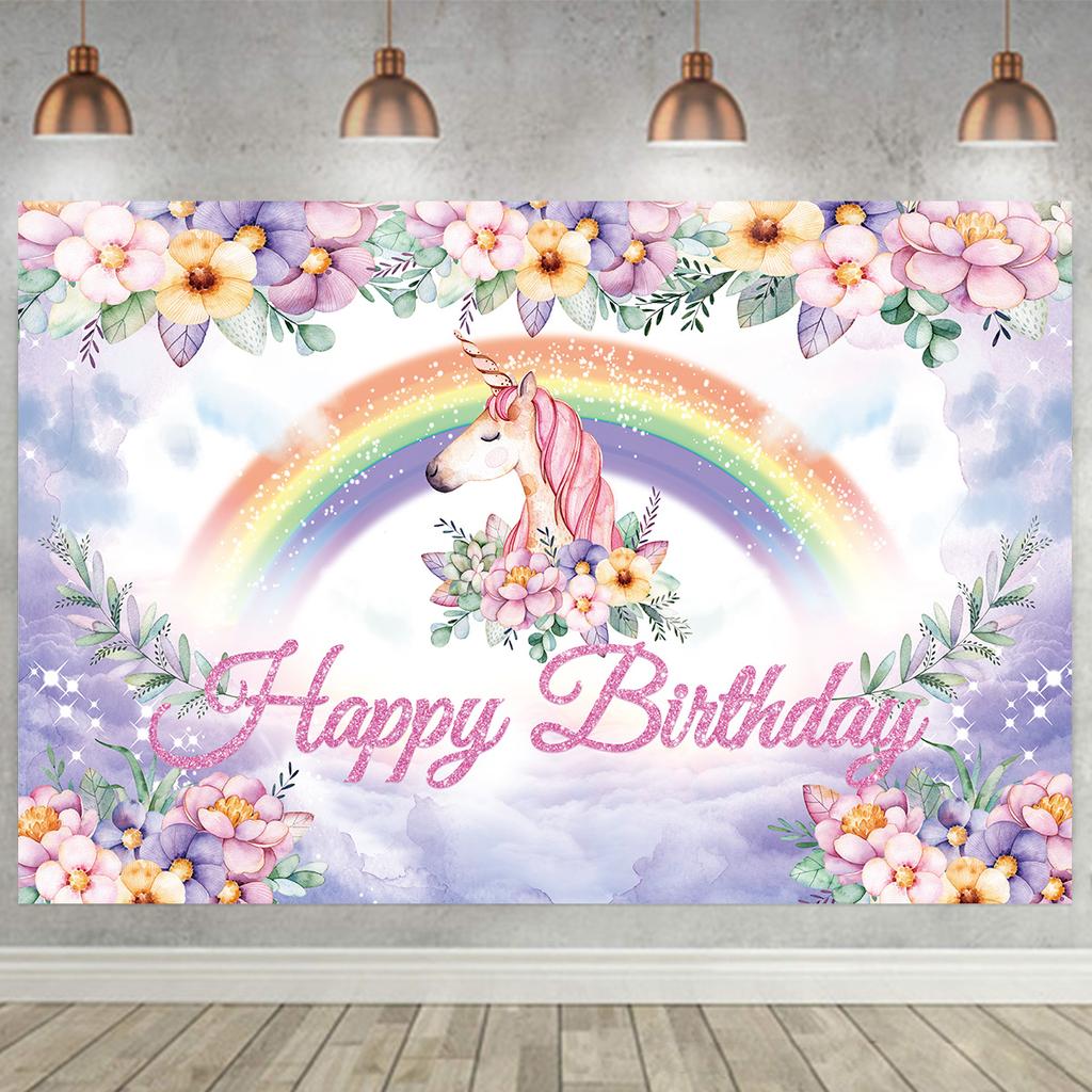 Единорог С Днем Рождения Вечеринка Декор Единорог Вечеринка Фон Единорог Декор Девочки Украшения для Детского Шауэра