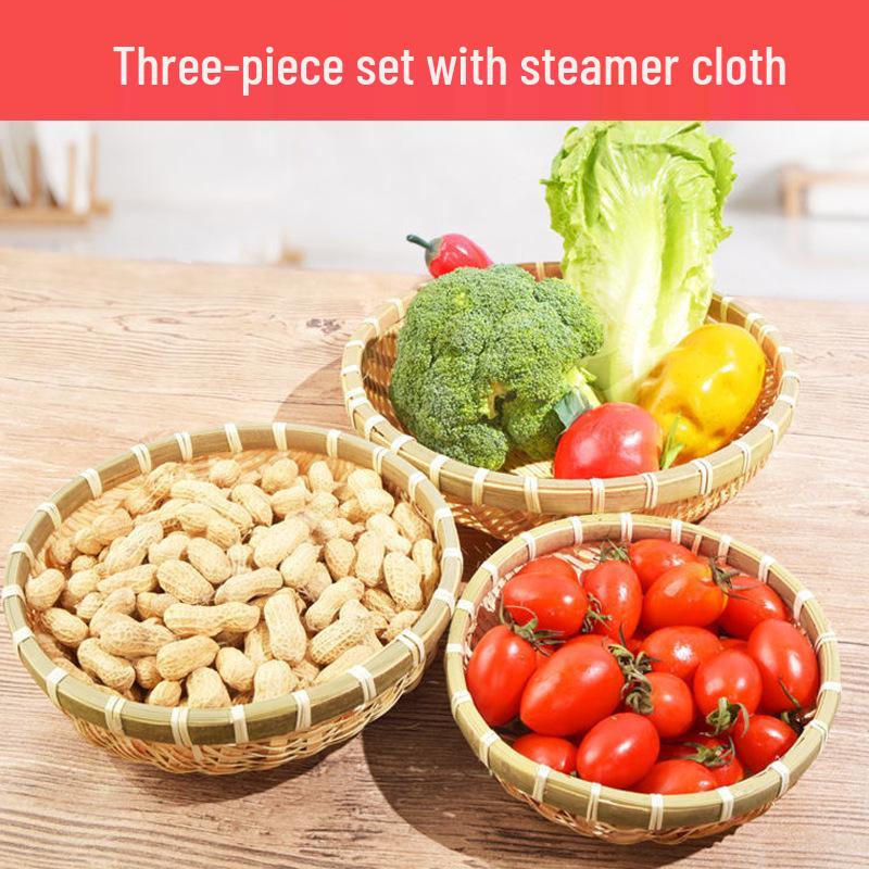 Плетеная бамбуковая многоцелевая корзина для паровых булочек, овощей и фруктов - маленькая корзина для риса/веяния/слива.