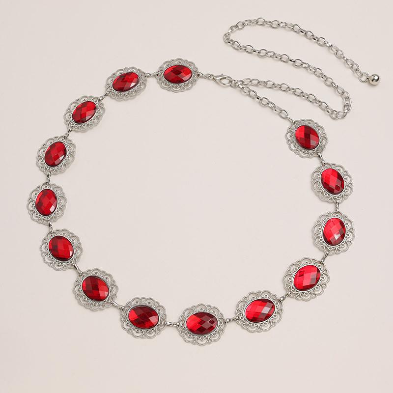 Hollow Metal Stylish Waist Chain With Rhinestone Accents For Women Fashion