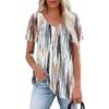 Women's Casual V-Neck Short Sleeve Chest Ruffle Printed Top