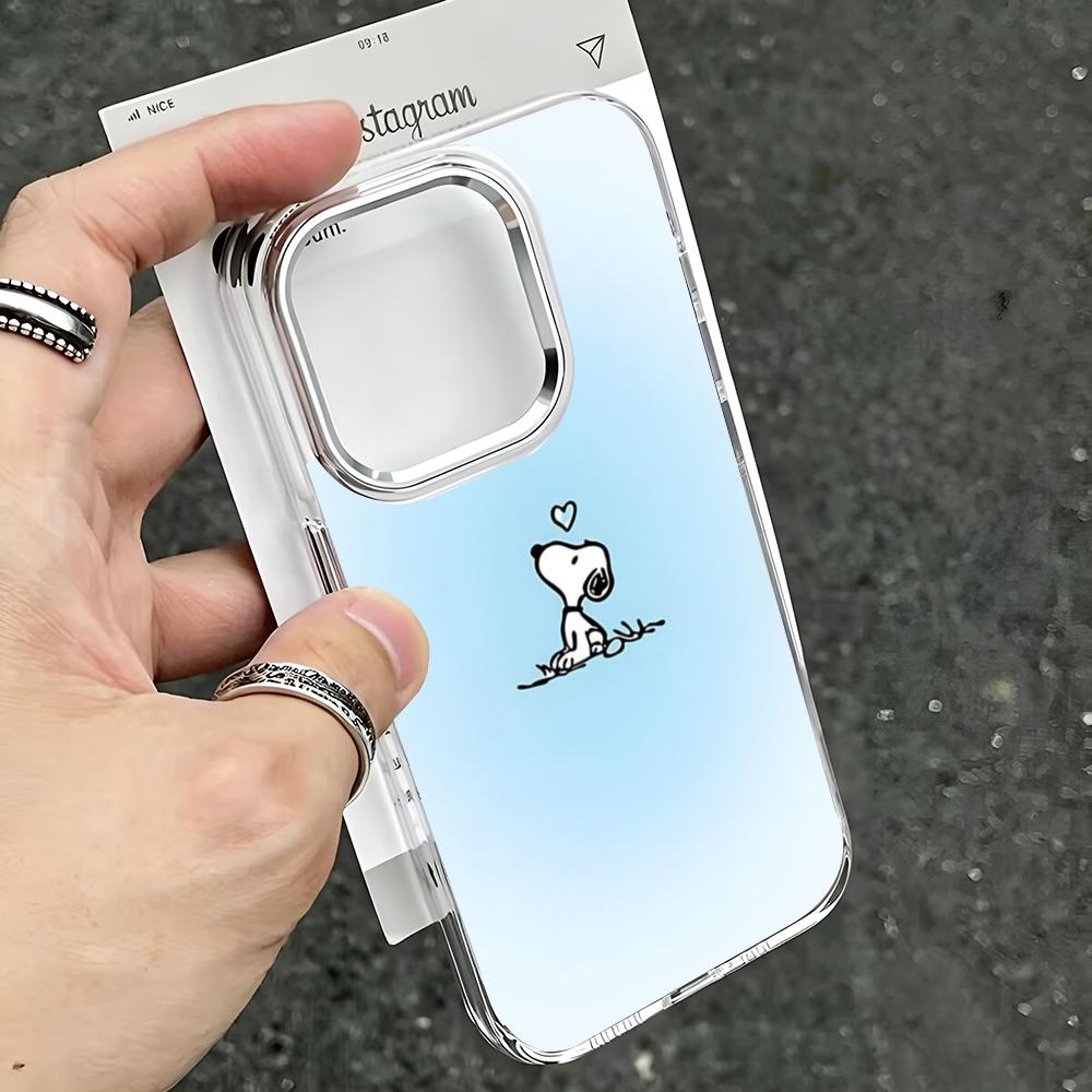 Cute S-Snoopys-S Phone Case For Iphone 17 16 15 14 13 12 11 Pro Max Xr Air Plus Silicone Cover Silver Hard Shell Cover