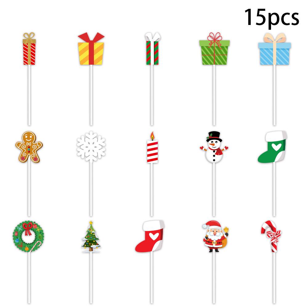 Набор рождественских флажков для торта из бумаги для праздничной выпечки и украшения десертов