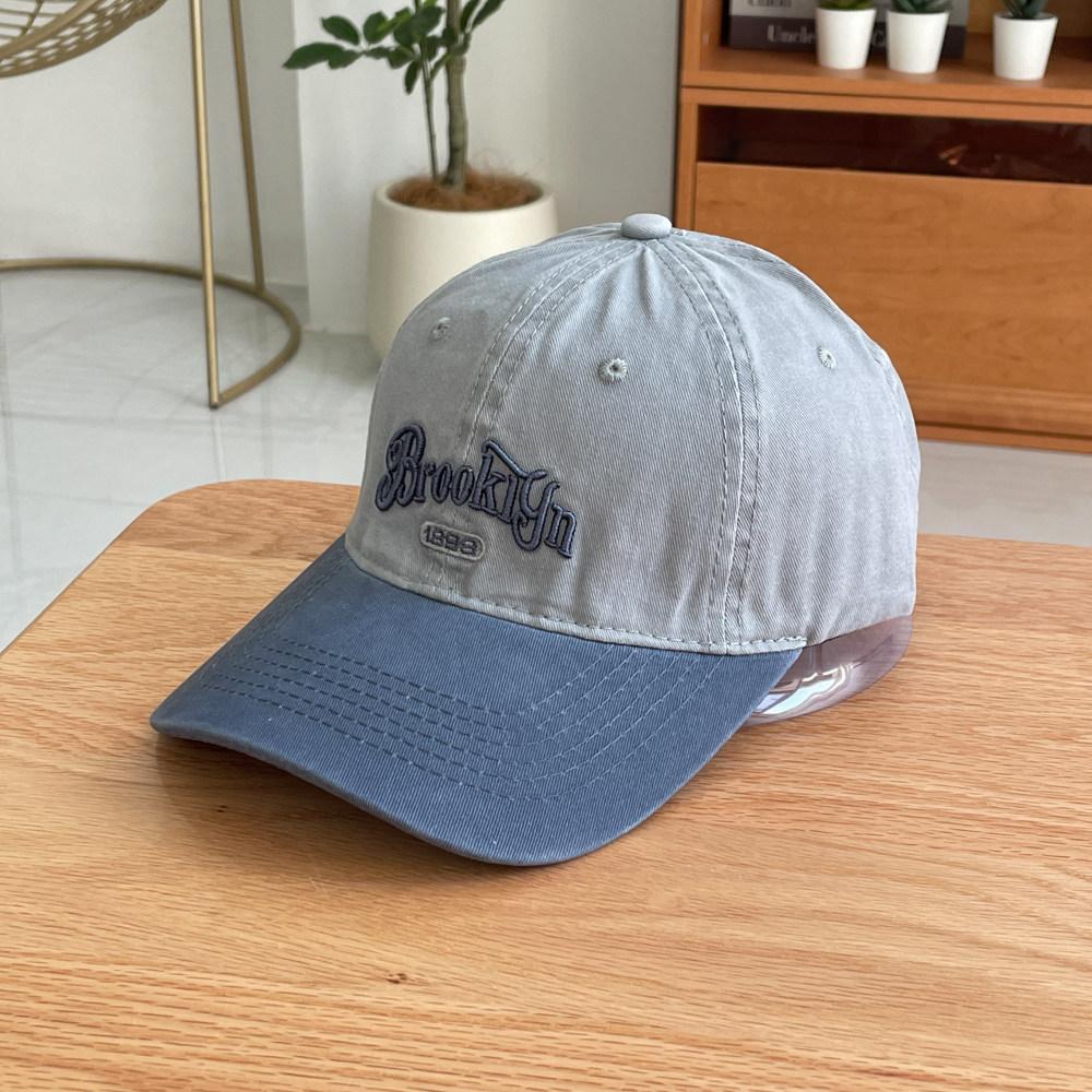 Fashion Hat Korean Versatile Color-Block Face-Enhancing Small Baseball Hat for Women, Colorblock Embroidered Duckbill Cap, Outdoor Sports Sun Hat for