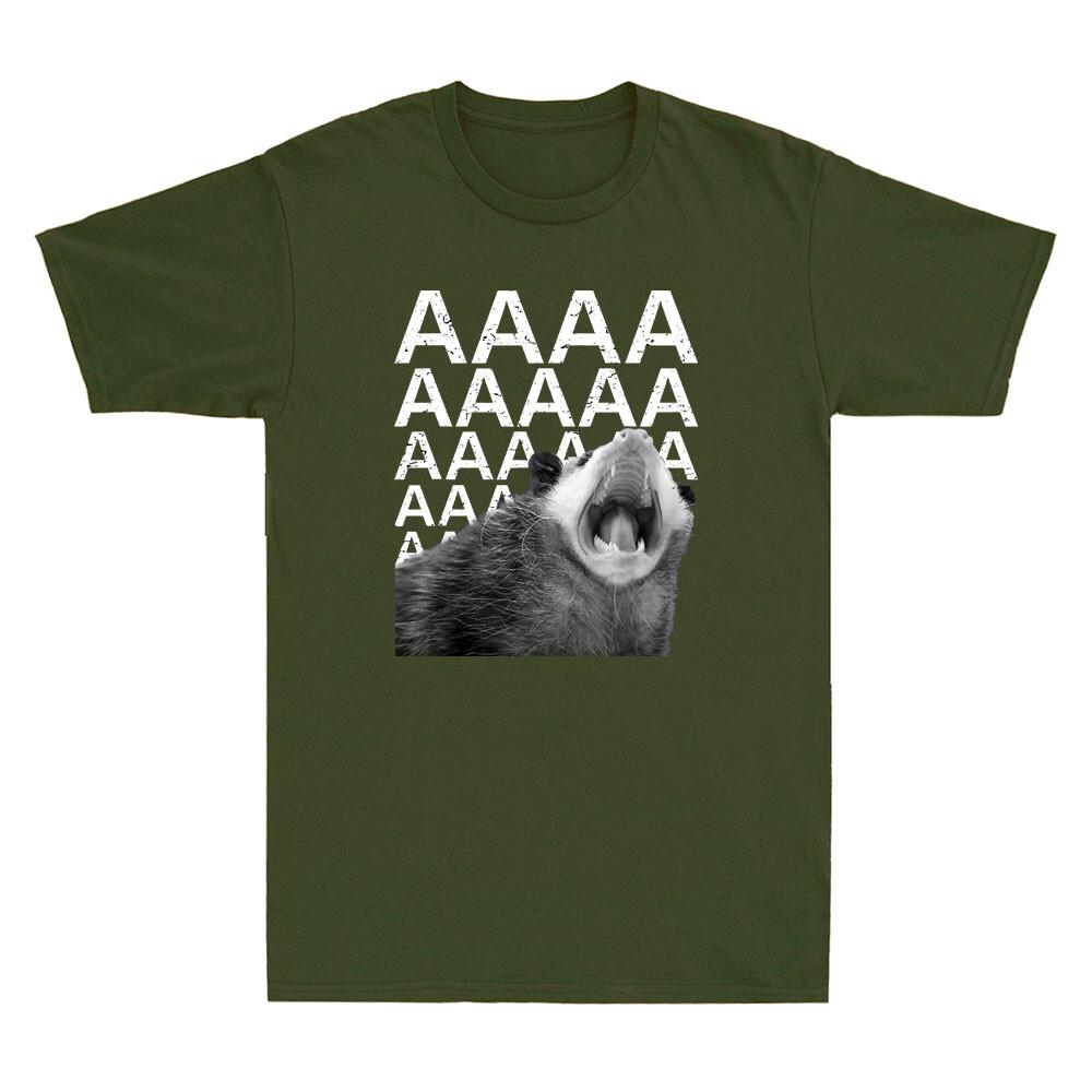 Screaming Possum Aaaa Cute Funny Opossum Dank Meme Vintage Unisexs Cotton TShirt