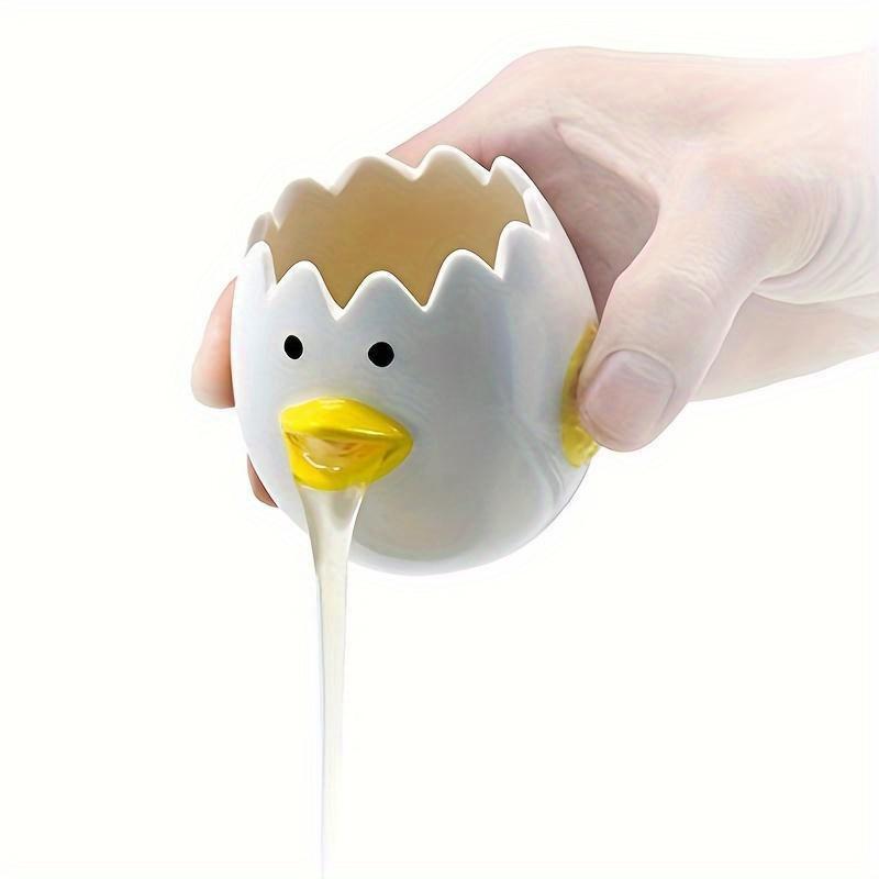 1Pc Cute Chicken Ceramic Egg Separator - Creative Egg Yolk with Protein Filter, Baking Kitchen Gadget