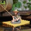 Реалистичная фигурка рыбака Миниатюрные украшения для аквариума из смолы Ручная работа Автоматически плавающие украшения для аквариума Ландшафт аквариума