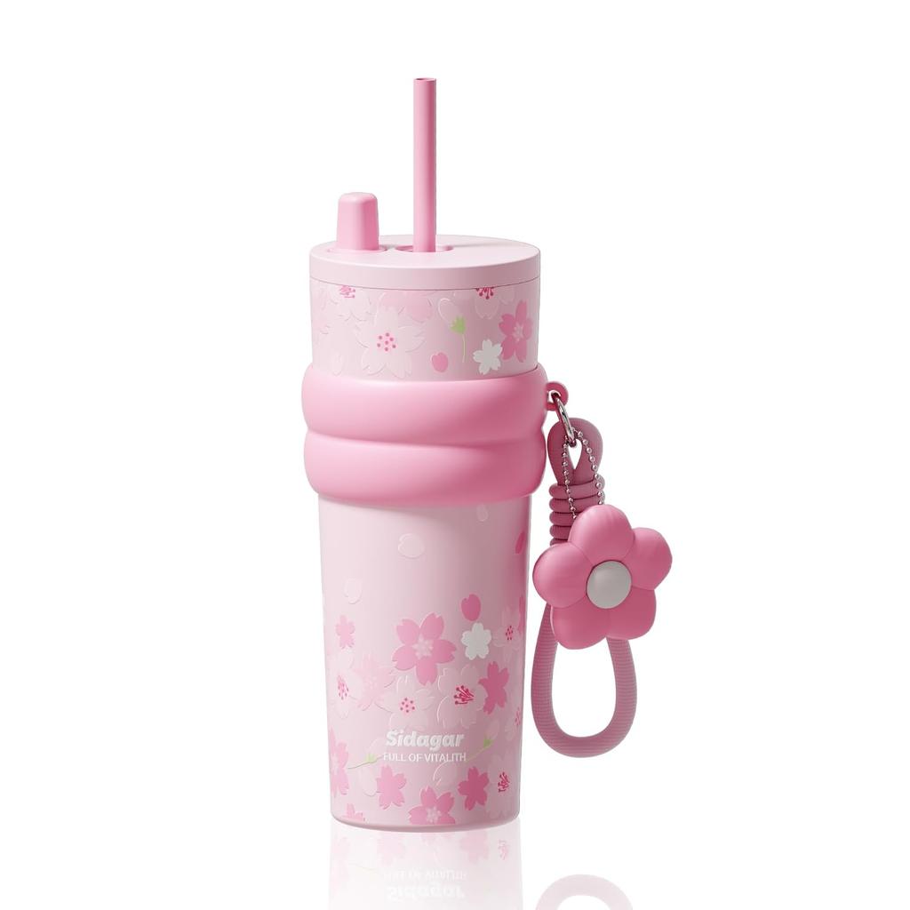 710ml insulated tumbler stainless steel Japan limited reusable leak-proof water bottle strap portable coffee cup Sakura Snow