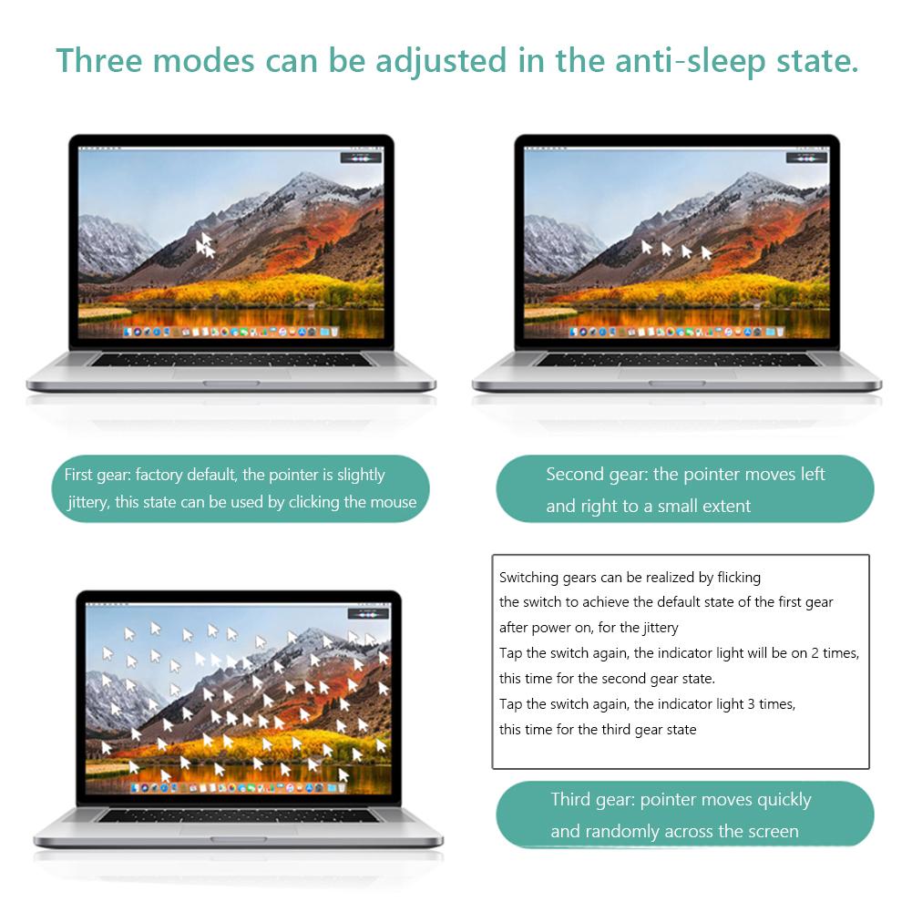 USB Type-C Mouse Jiggler Необнаружимый автоматический движитель Имитирует движение мыши для ПК-ноутбука Кнопка включения/выключения компьютера