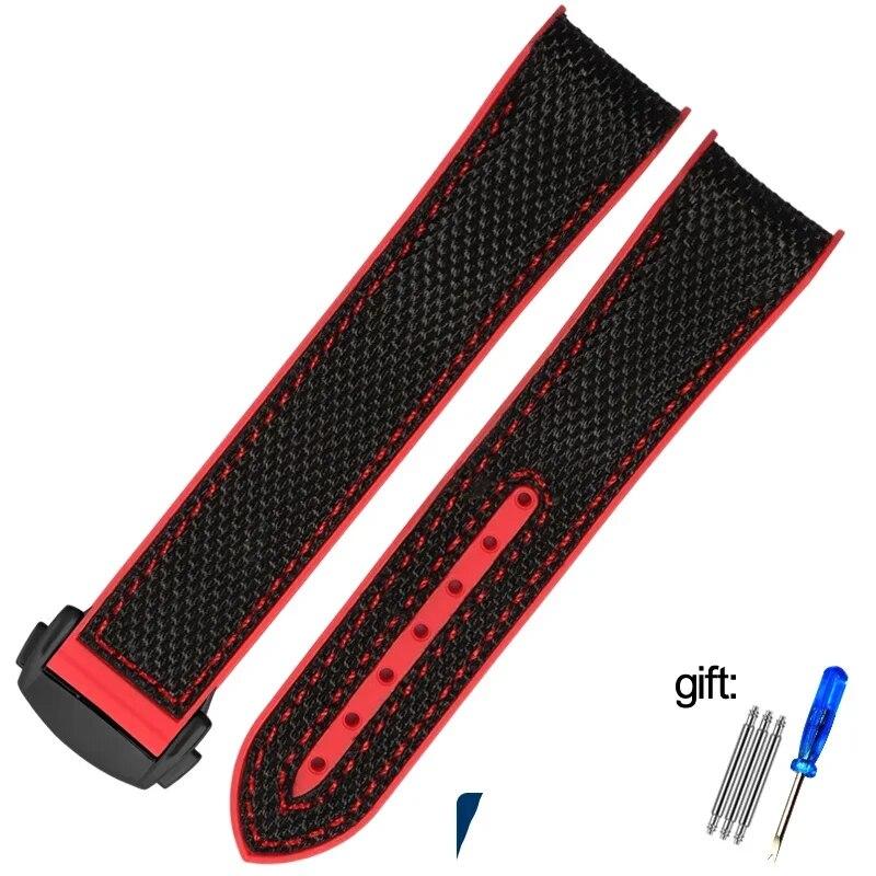 20mm 22mm Rubber Nylon Silicone Watch Band For Omega GMT Planet Ocean Seamaster Diver 300 Curved End Orange Watch Strap