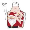 Holiday Housework Bib Christmas Apron with Santa Gingerbread Prints, Waterproof Oil Resistant Cooking Apron, Adjustable Tie for Kitchen Baking