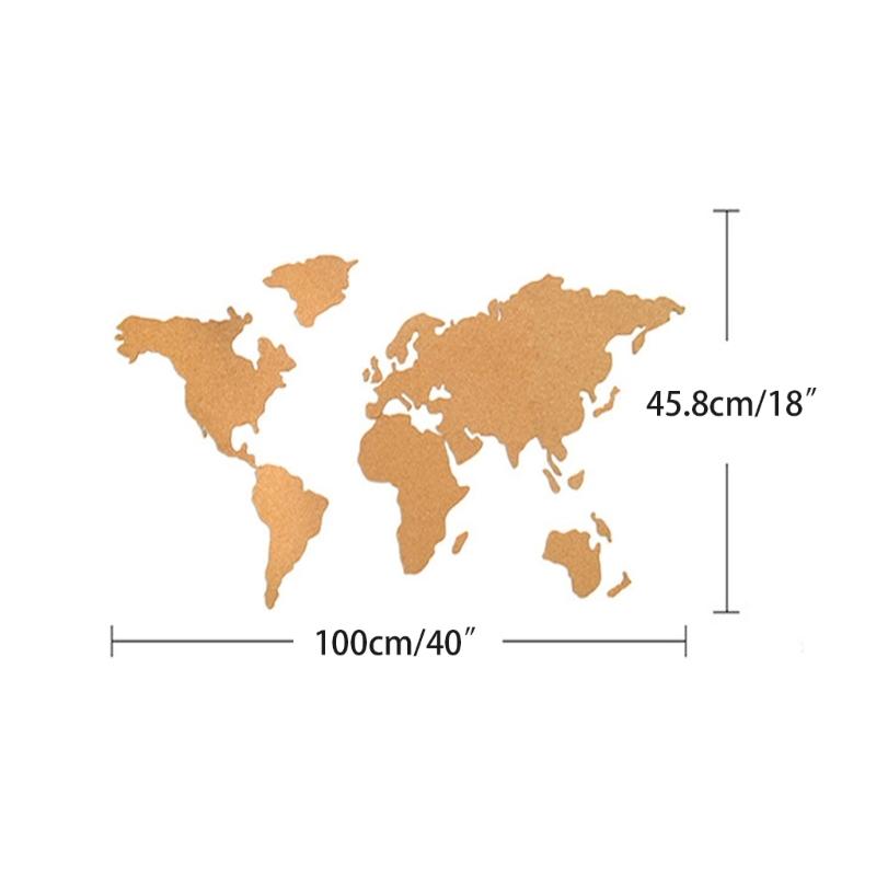 Карта мира из пробковой доски с 16 кнопками для украшения стен в домашнем офисе 40x18 дюймов, настенное искусство с картой мира для детей, путешествий в классе