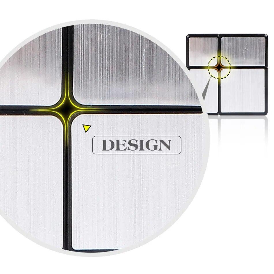 QiYi Mirror 2x2 Magic Cube Puzzle Speed ​​Magic Cube Золотая/Серебряная наклейка Кубик Игрушки для детей