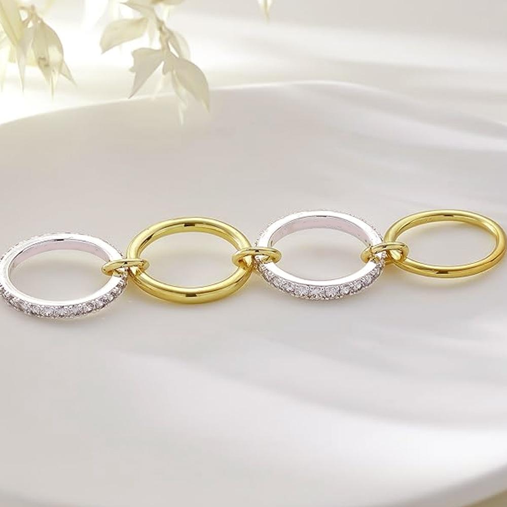 5A Фианитовое interlocking Кольца для stacking для женщин 18K Позолоченное Statement Stack Набор колец Нержавеющая сталь Stacking Ювелирные изделия