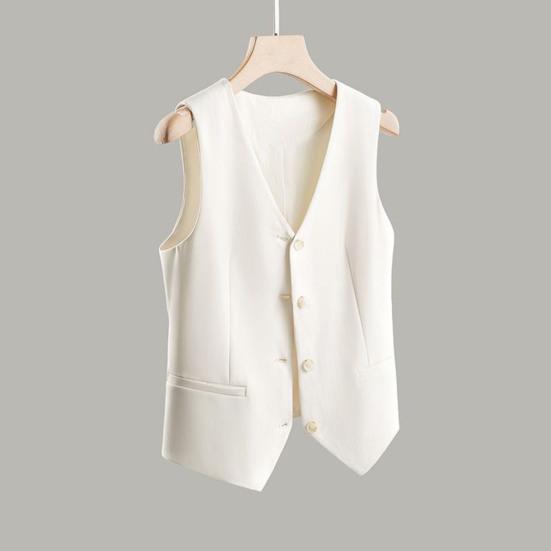 Женский деловой жилет с V-образным вырезом, однобортный, без рукавов, облегающий кардиган, короткий однотонный жилет для деловых поездок на работу и встреч