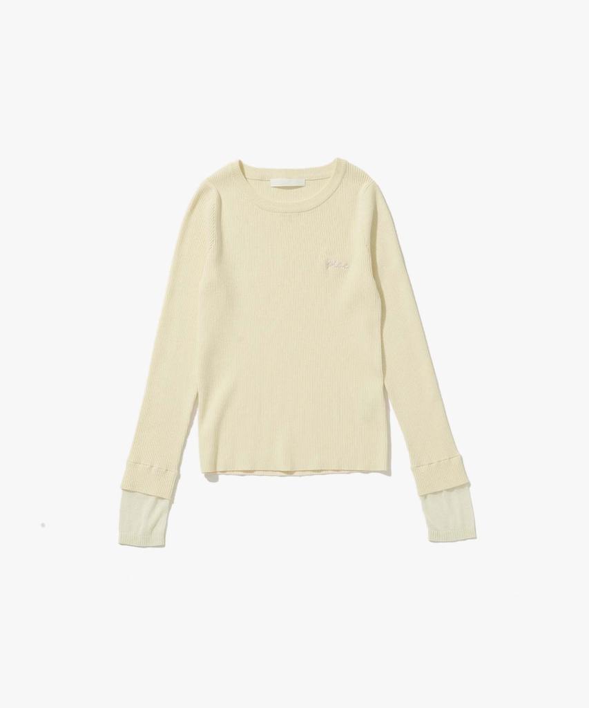 PLAC WOMEN Color Layered Round Neck Knit Ivory