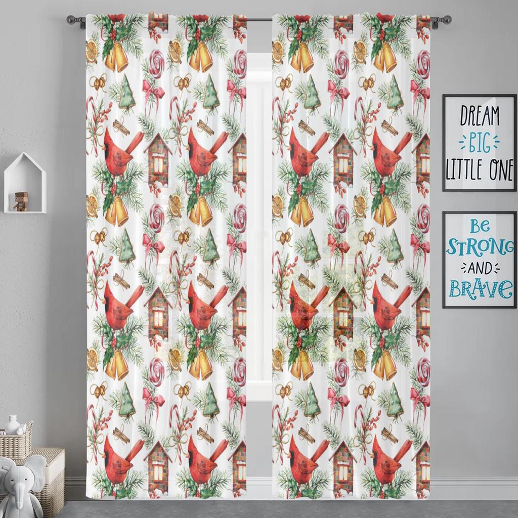Herdesings Butterfly Sheer Tulle Curtains Flowers Chiffon Drapes 2 Panels Window Curtains for Living Room Bedroom Kitchen Decor