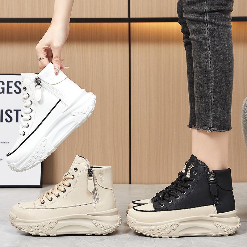 Обувь Женская повседневная обувь с высоким верхом Модная универсальная обувь на платформе Тренд Корейская версия женской обуви Удобные одинарные туфли