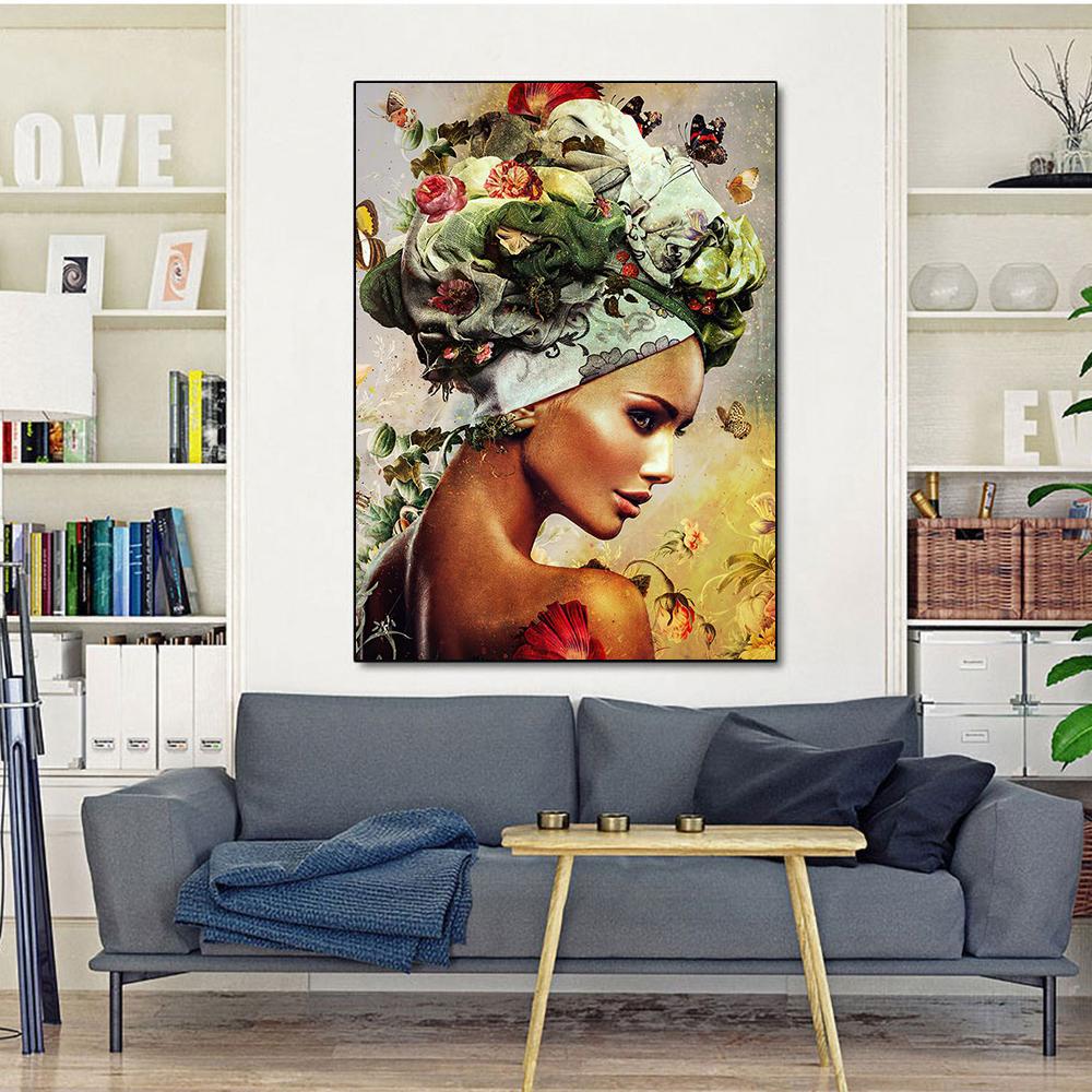 Декоративная цветочная картина абстрактная женщина художественная печать постер картина интерьер холст настенная живопись гостиная украшение дом