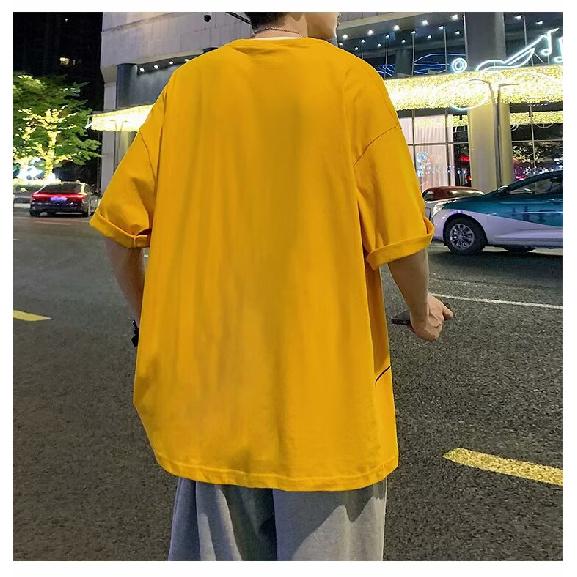 Новая футболка с коротким рукавом, мужская летняя футболка в корейском стиле, модный простой топ с коротким рукавом, свободная повседневная футболка в гонконгском стиле