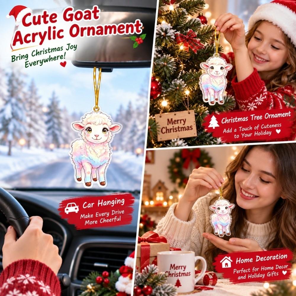 Acrylic Christmas Hanging Pendant White Sheep Xmas Tree Ornament Car Sheep Pendant New Year Gift